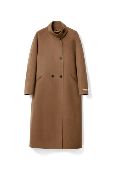 Collar Button Woolen Coat for winter Tracymade 4（S） brown