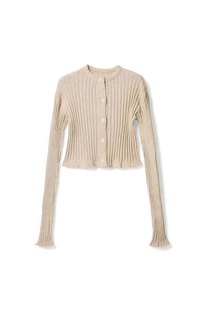 high-waisted, slimming knitted cardigan Tracymade 6（M） tea color
