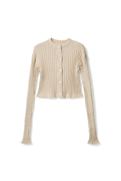 high-waisted, slimming knitted cardigan Tracymade 6（M） tea color