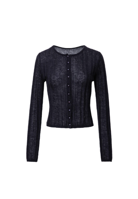 A loose-fitting knit cardigan in a French style Tracymade Free Size black