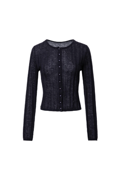 A loose-fitting knit cardigan in a French style Tracymade Free Size black