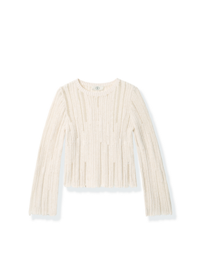 Lazy Lightweight Knitted Long-Sleeved Blouse Tracymade 4（S） white