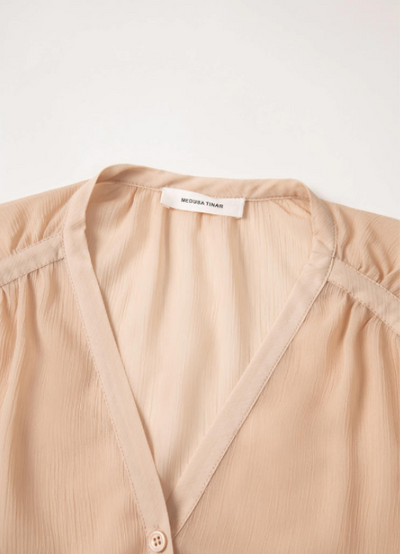 Gentlewoman-style pleated wide-sleeved top Tracymade