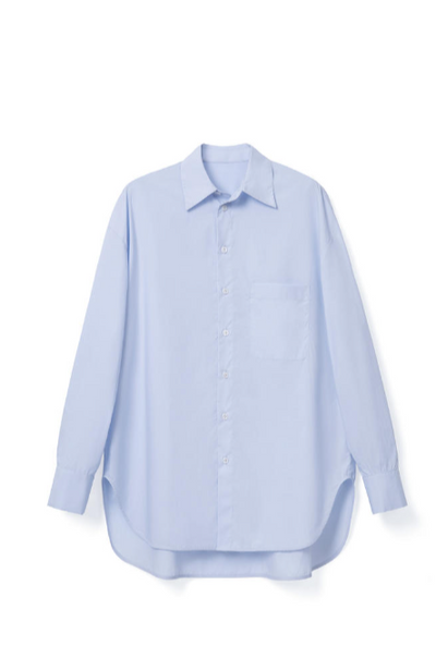 100% cotton loose fit ladies shirt for spring Tracymade Free Size BLUE