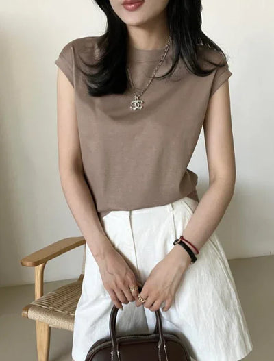TOP 12 A new casual sleeveless vest top Tracymade 4（S） brown