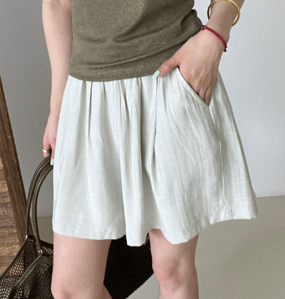 Retro wide-leg loose short pants Tracymade 6（M） white