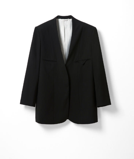 Minimalist high-end loose color-block striped suit jacket Tracymade 4（S） black