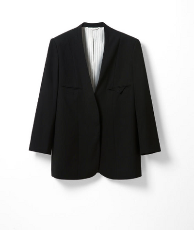Minimalist high-end loose color-block striped suit jacket Tracymade 4（S） black