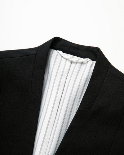 Minimalist high-end loose color-block striped suit jacket Tracymade