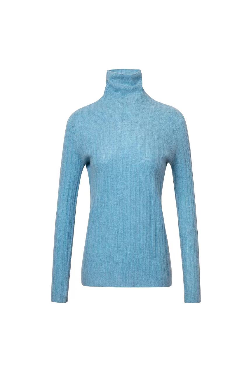 Turtleneck Wool Sweater Tracymade Free Size BLUE