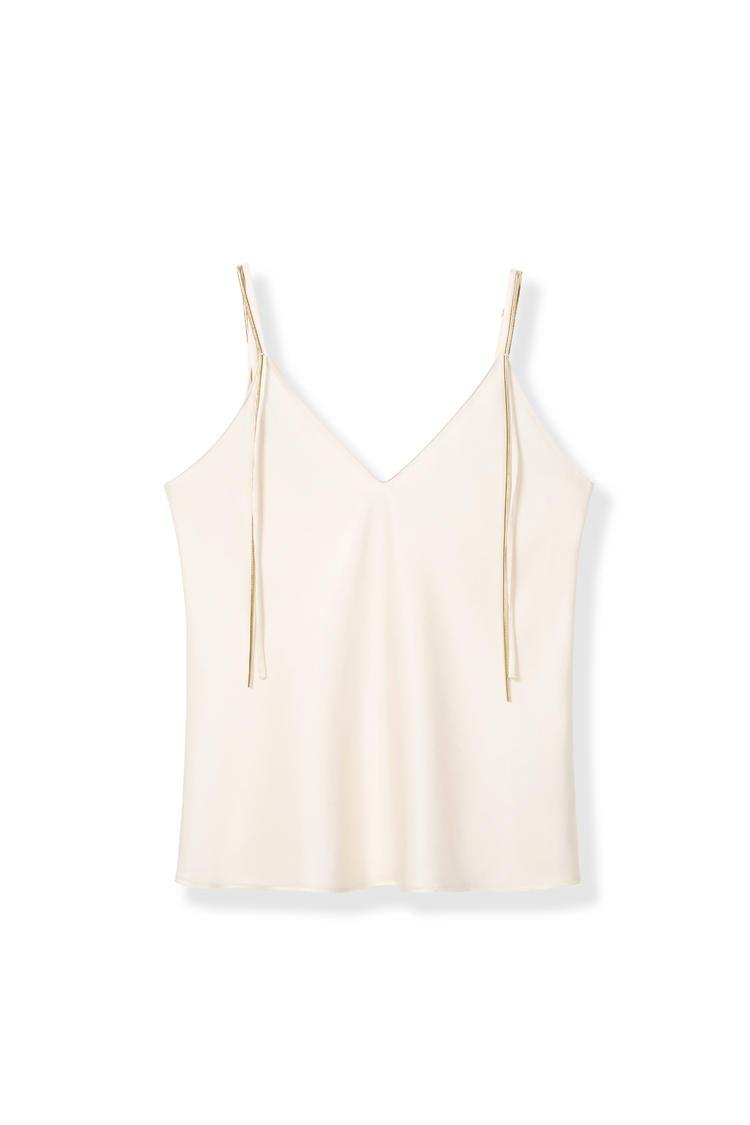 Elegant snake-bone chain double shoulder strap halter vest Tracymade 4（S） yellow