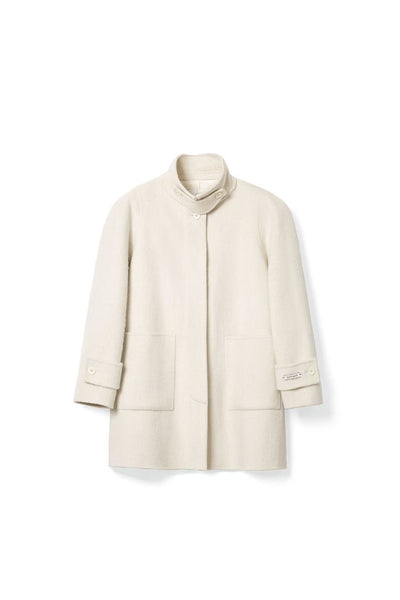 Round Neck Woolen Coat for winter Tracymade Free Size white