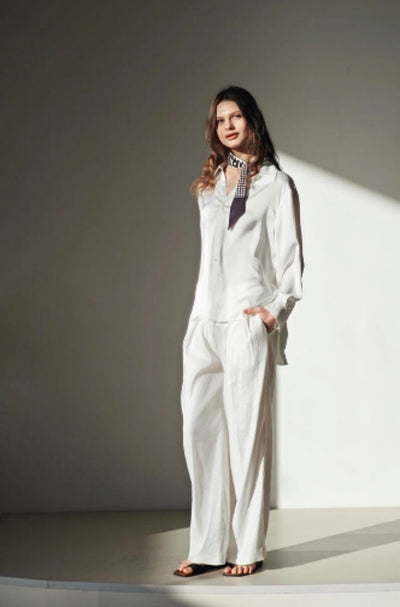 55% linen | Lazy and loose straight wide-leg pants Tracymade