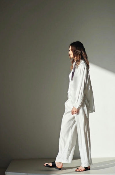 55% linen | Lazy and loose straight wide-leg pants Tracymade
