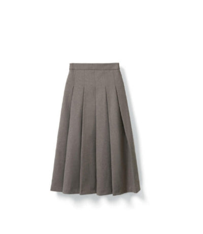 Elegant and minimalist high-waisted pleated mid-length skirt Tracymade 4（S） griege