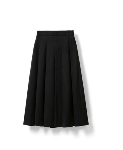Elegant and minimalist high-waisted pleated mid-length skirt Tracymade 4（S） black