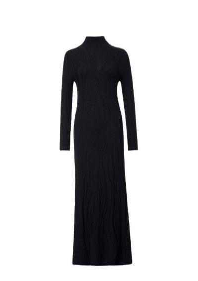Soft textured jacquard knit women dress Tracymade 6（M） black