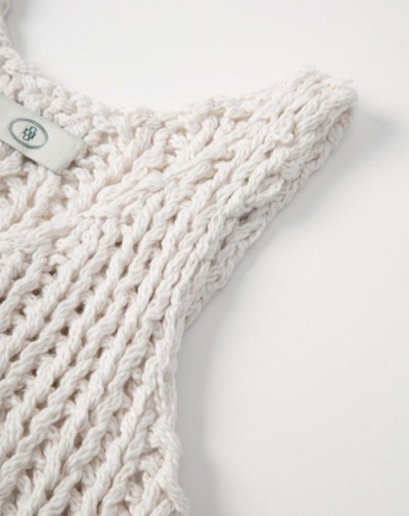 100% cotton hand-woven layered knitted cardigan vest Tracymade