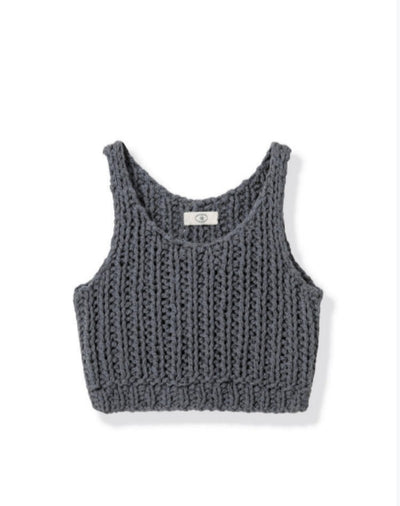 100% cotton hand-woven layered knitted cardigan vest Tracymade 4（S） dark grey