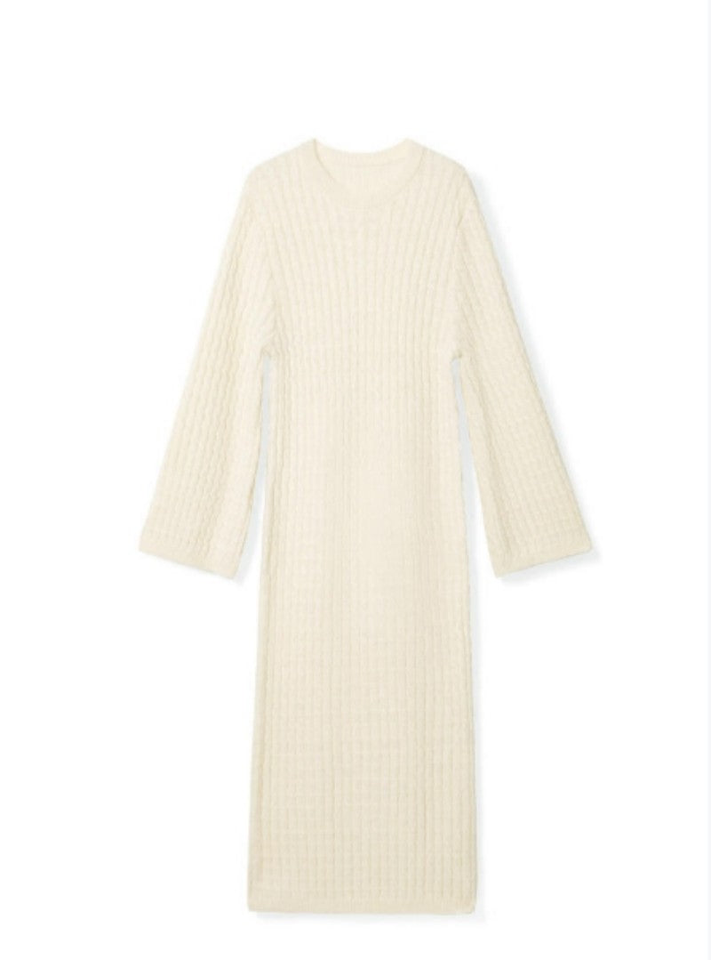 100% wool, soft and relaxed fit loose-knit women dress Tracymade 6（M） white