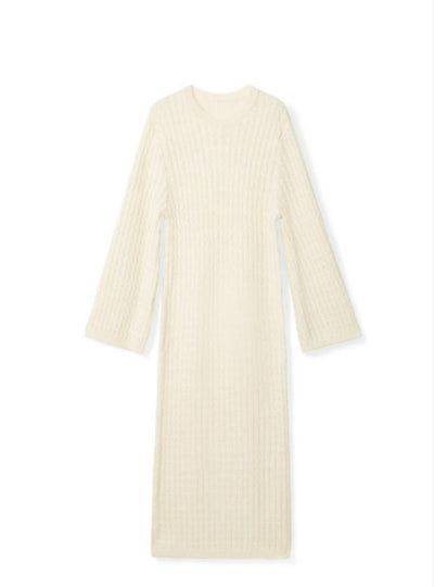 100% wool, soft and relaxed fit loose-knit women dress Tracymade 6（M） white