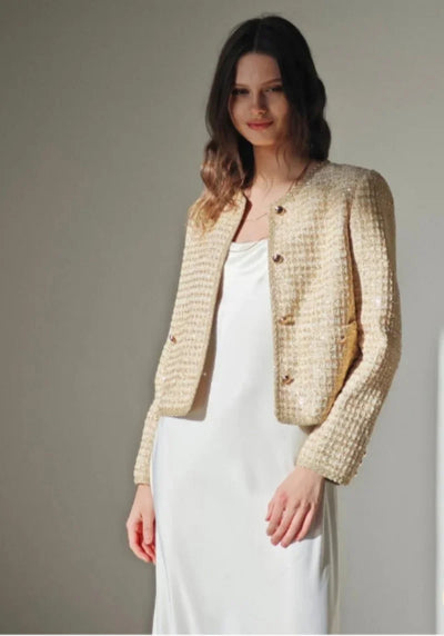 New golden thread banquet wool champs-style coat Tracymade