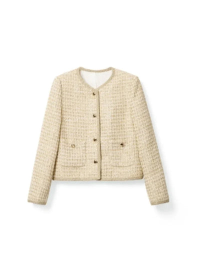 New golden thread banquet wool champs-style coat Tracymade 4（S） tea color