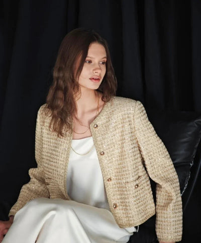 New golden thread banquet wool champs-style coat Tracymade