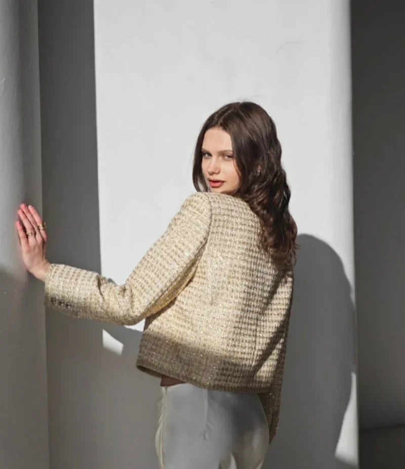 New golden thread banquet wool champs-style coat Tracymade