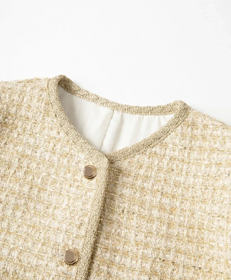 New golden thread banquet wool champs-style coat Tracymade