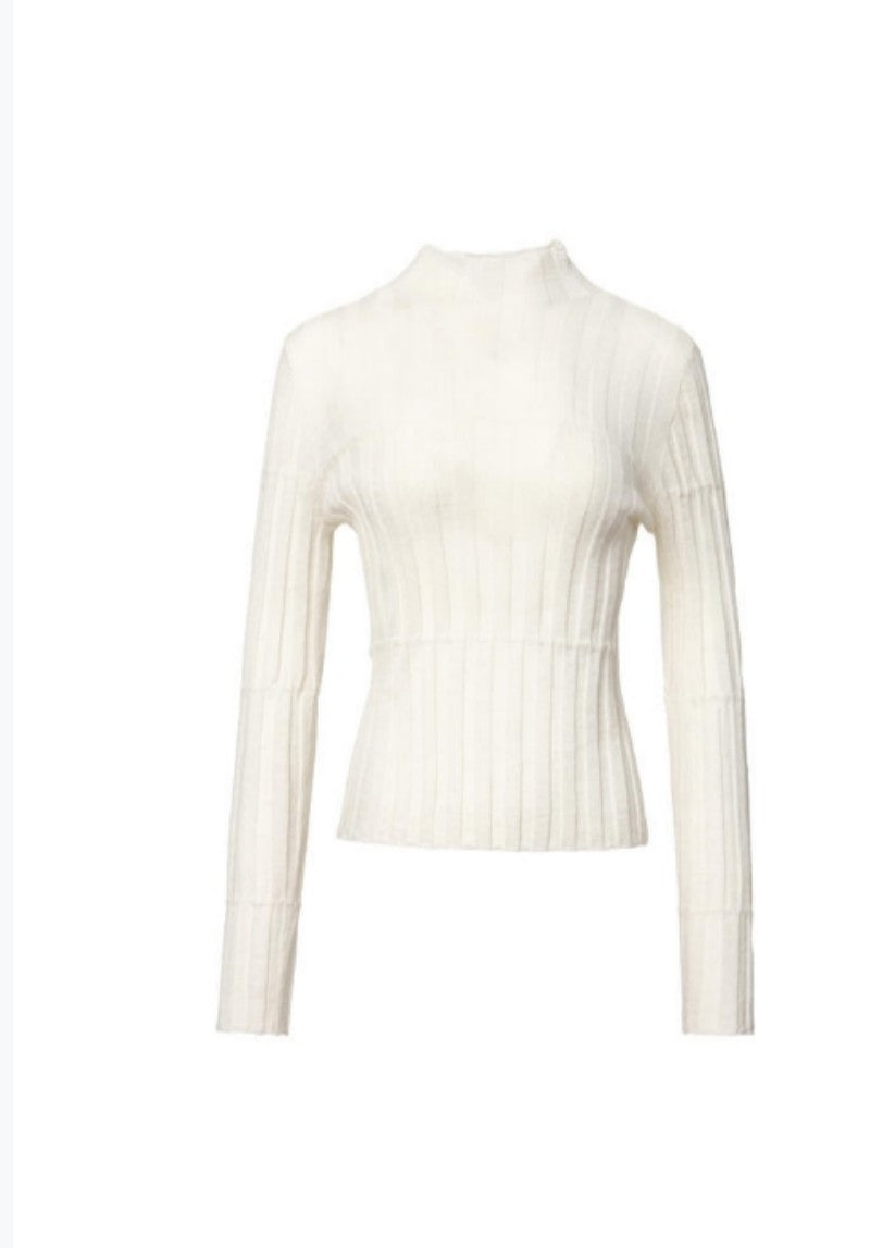 Luxury-sleek soft-knit base top Tracymade Free Size white