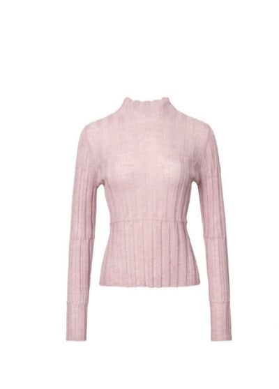 Luxury-sleek soft-knit base top Tracymade Free Size pink