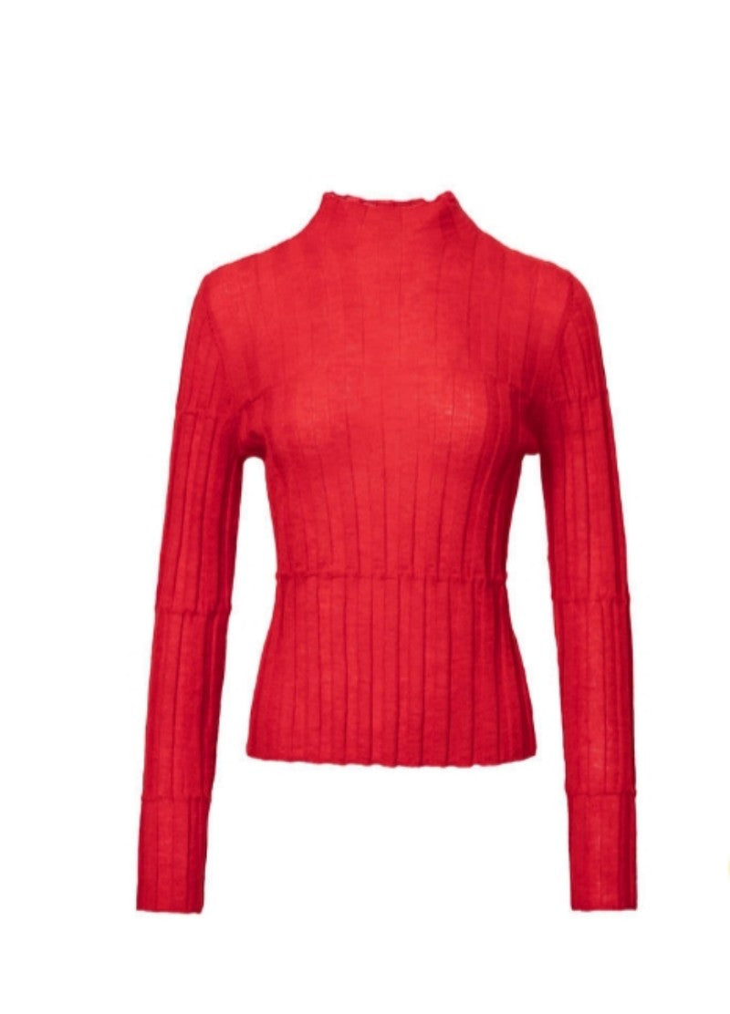 Luxury-sleek soft-knit base top Tracymade Free Size red