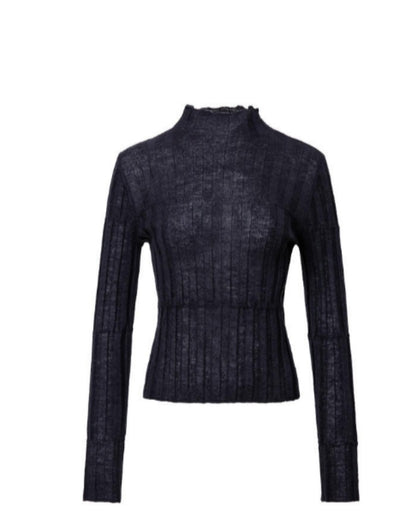 Luxury-sleek soft-knit base top Tracymade Free Size BLUE