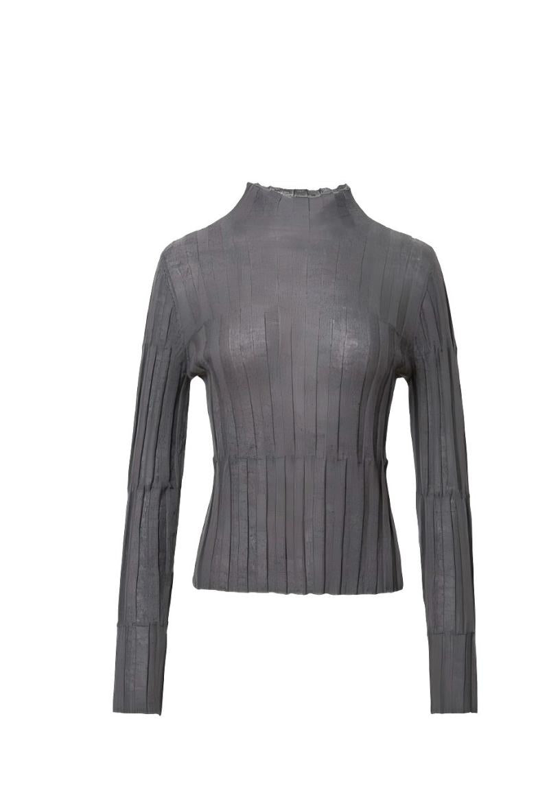 Luxury-sleek soft-knit base top Tracymade Free Size Grey
