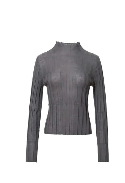 Luxury-sleek soft-knit base top Tracymade Free Size Grey