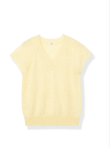 Slim-fit wool T-shirt with short sleeves Tracymade Free Size yellow