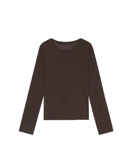 100% high-twist cotton soft knitted top Tracymade 4（S） coffee color