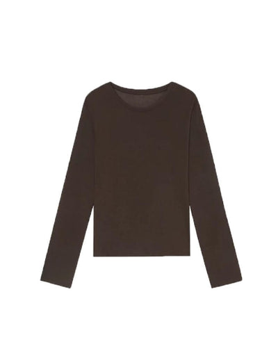 100% high-twist cotton soft knitted top Tracymade 4（S） coffee color