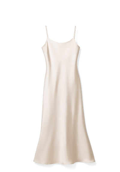 Minimalist style satin-velvet summer dress Tracymade white 6（M）