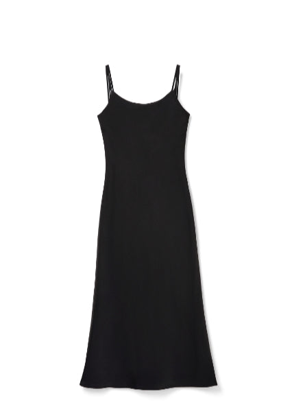 Minimalist style satin-velvet summer dress Tracymade black 6（M）