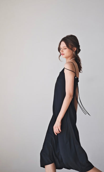 Minimalist style satin-velvet summer dress Tracymade