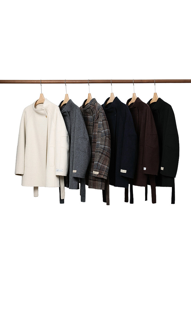 Wool Collar Coat With Belt Tracymade