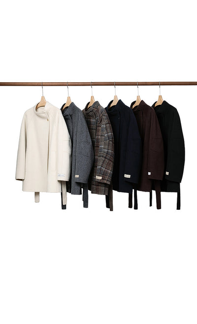 Wool Collar Coat With Belt Tracymade