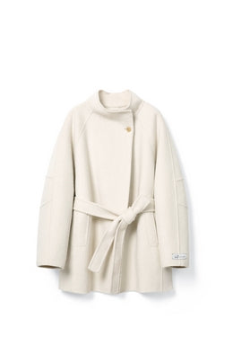 Wool Collar Coat With Belt Tracymade 4（S） white