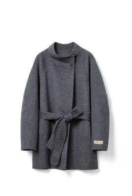 Wool Collar Coat With Belt Tracymade 4（S） Grey