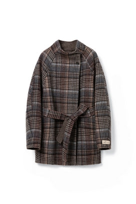 Wool Collar Coat With Belt Tracymade 4（S） brown