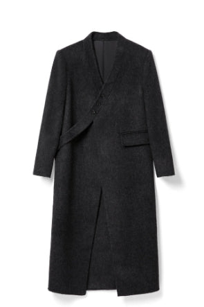 V-Neck Woolen Button Coat for winter Tracymade 4（S） black