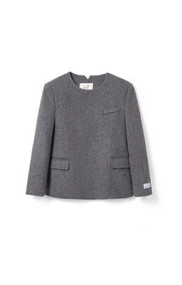 Woolen Round Collar Top for winter Tracymade 4（S） Grey