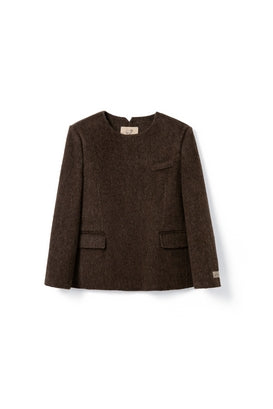Woolen Round Collar Top for winter Tracymade 4（S） brown